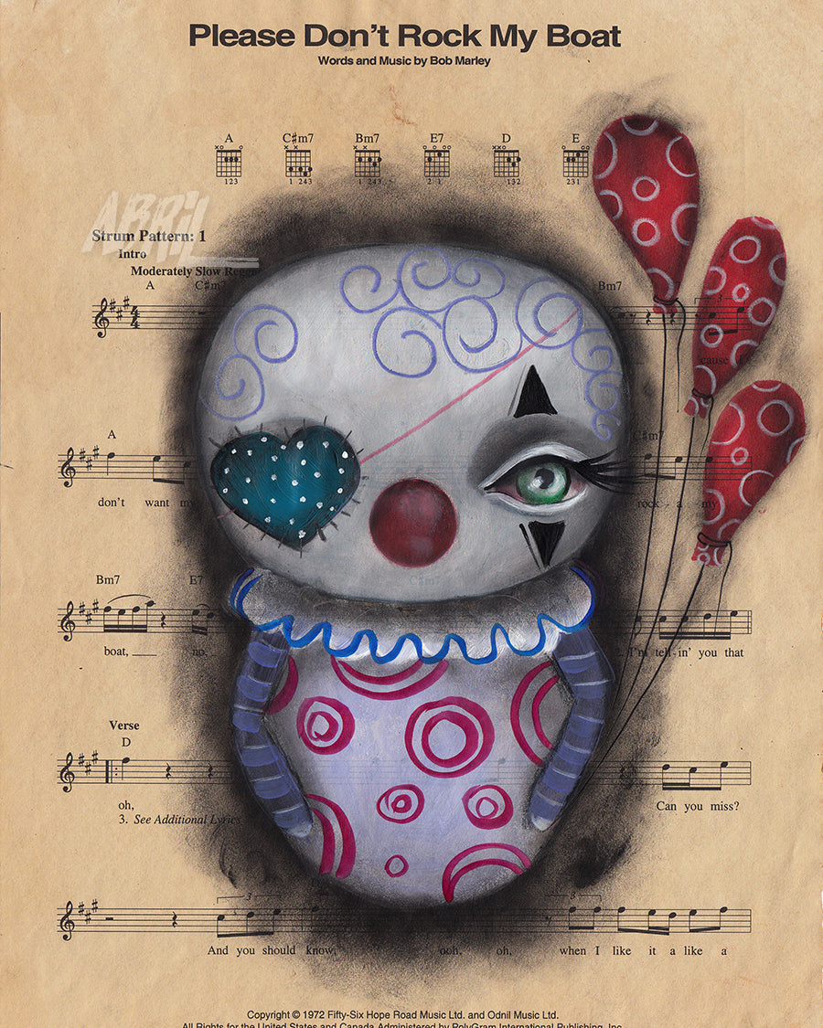Don't Rock my Boat Clown 8x10" Signed Print