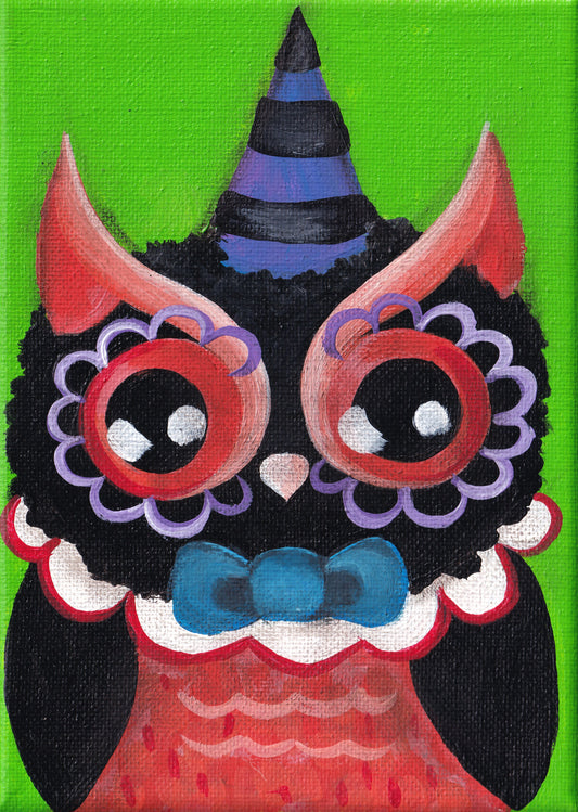 Vintage Halloween Inspired  - Owl Original Painting  🎃