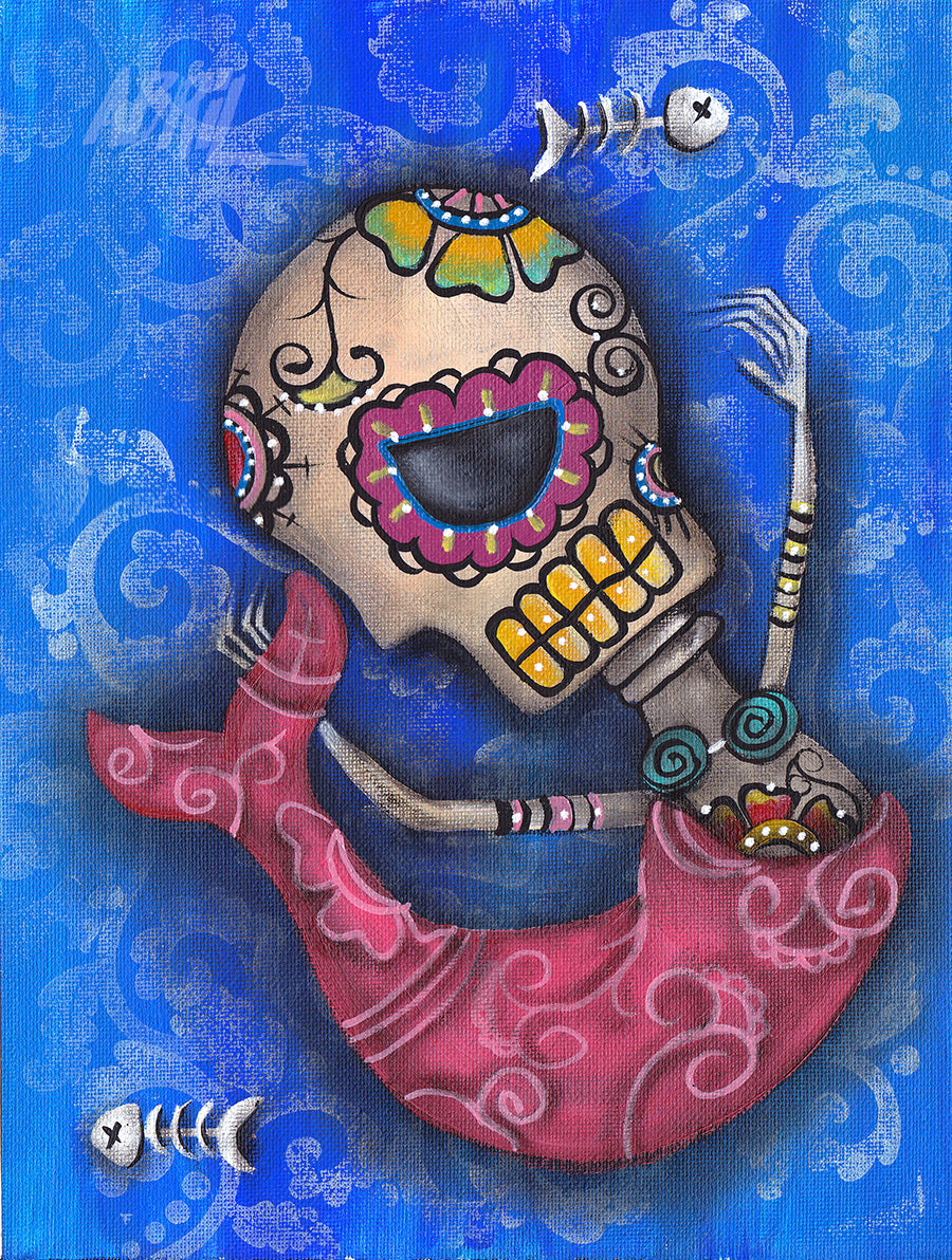 Mermaid  Dead Day of the Dead - 8x10" Signed - Print