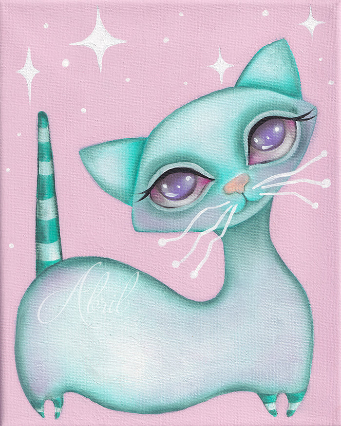 Pink and white MCM Kitty  - 8x10" Signed Print
